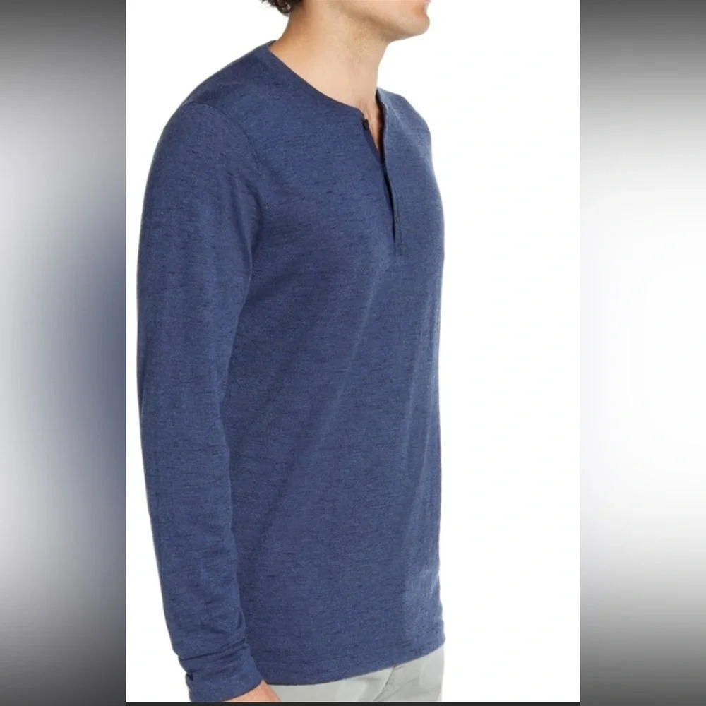 NORDSTROM MEN'S SHOP – Long Sleeve Slub Henley, NAVY BLAZER HEATHER / XL, NWT - Picture 3 of 9